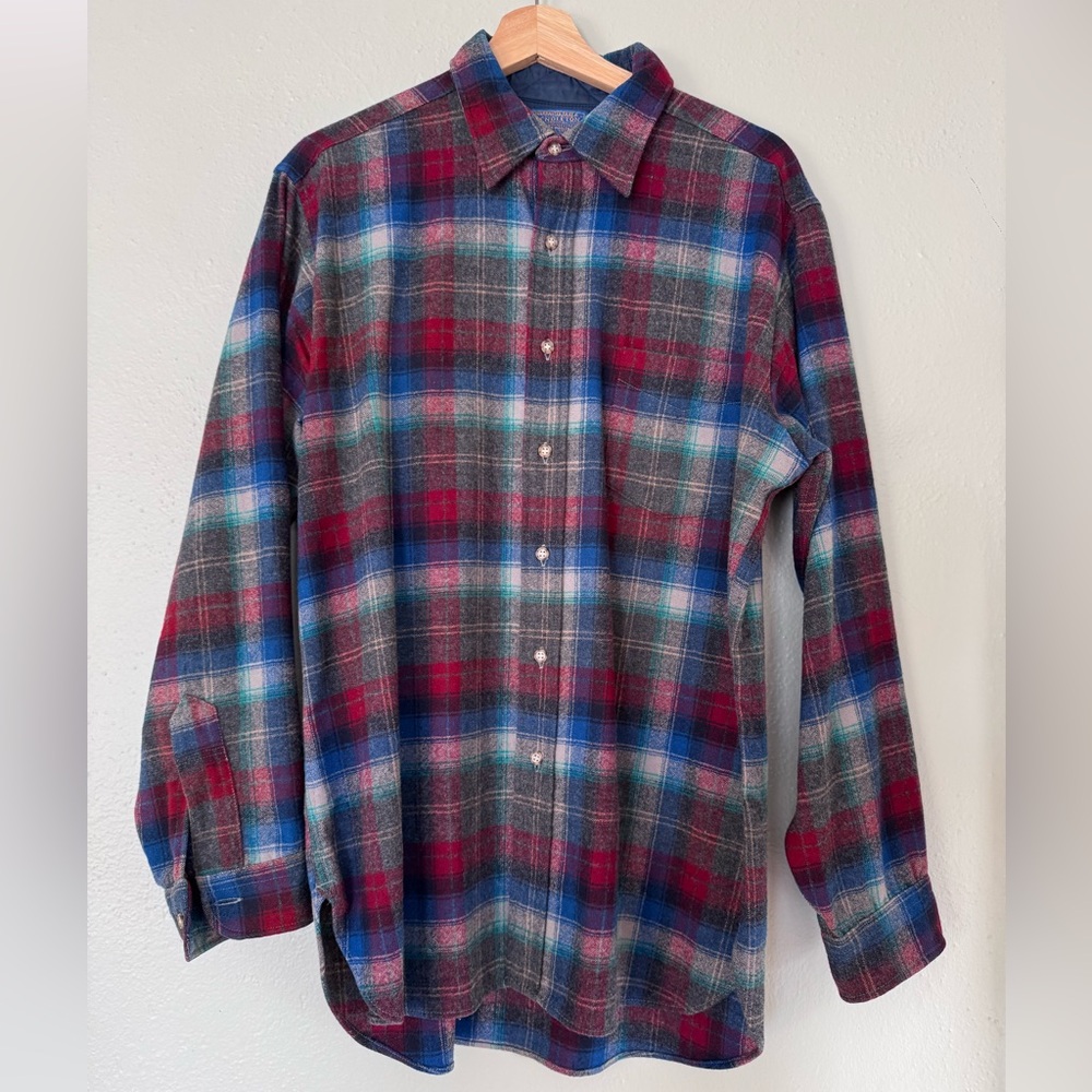 Vintage Pendleton Red and Blue Plaid Button Down Shirt